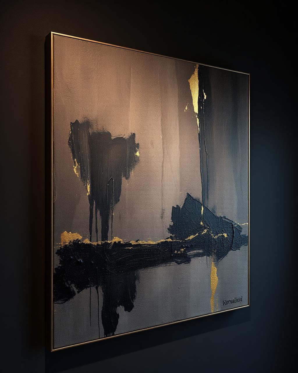 Aurelian Echoes I — Hand-textured oil & 24k gold leaf on Belgian linen