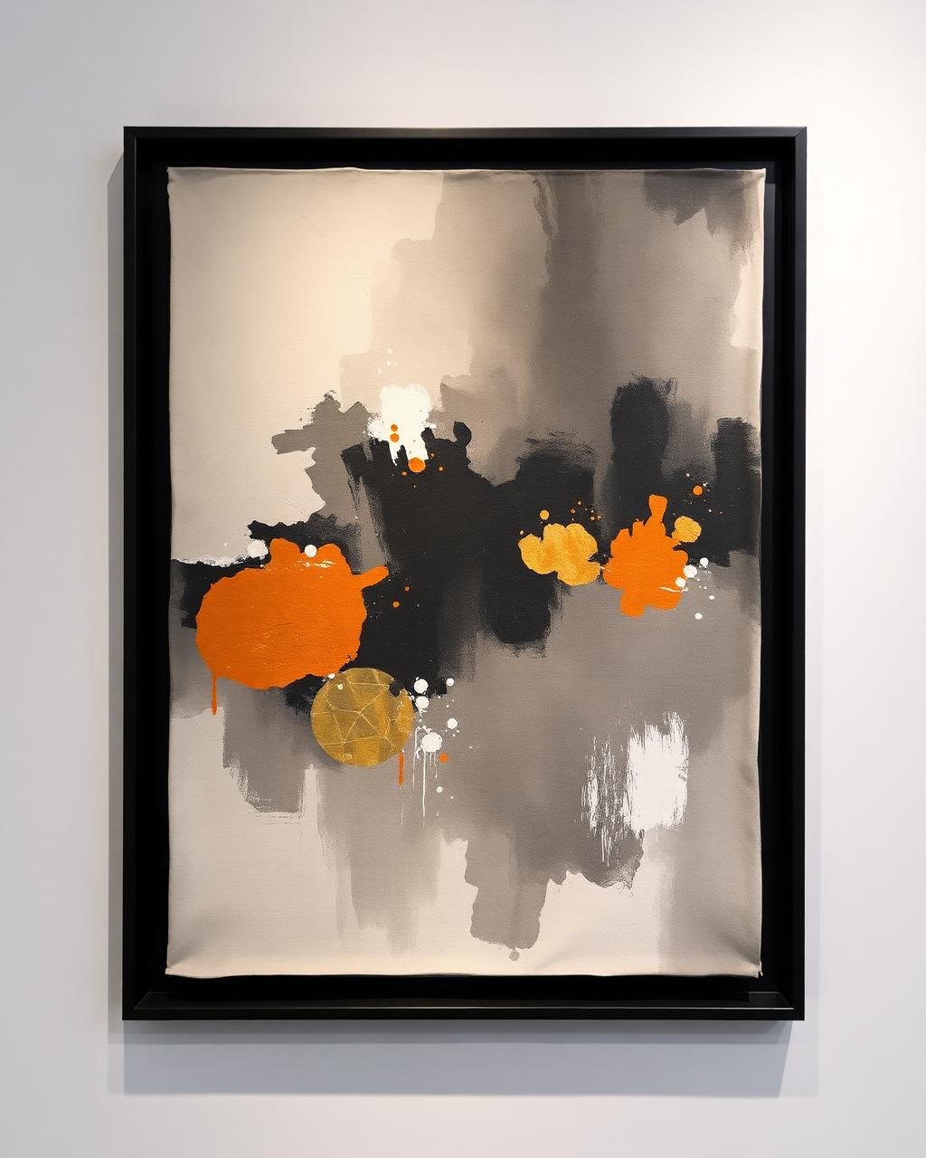 Obsidian Dusk II — Mixed media on linen, amber and ivory