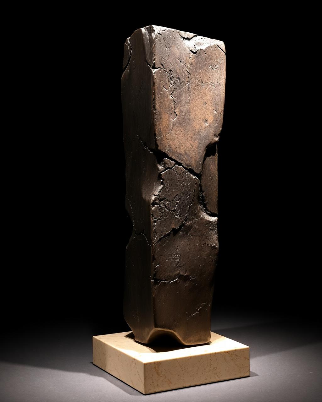 Monolith No. 04 — Cast bronze, hand-patinated, travertine base